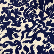 Load image into Gallery viewer, Fabric Remnant - navy damask viscose - 170cms FLAW