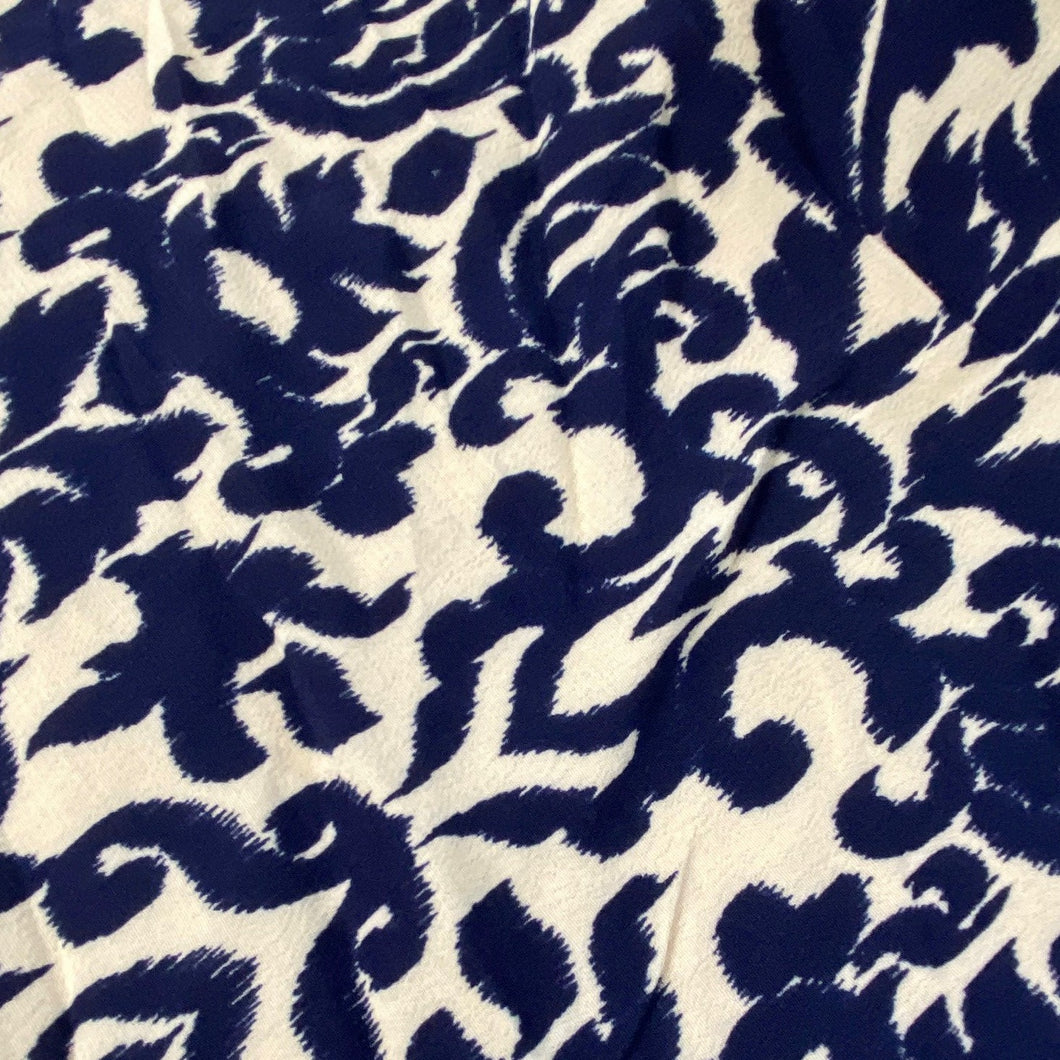 Fabric Remnant - navy damask viscose - 170cms FLAW