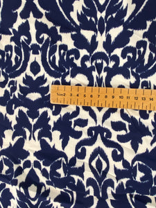 Fabric Remnant - navy damask viscose - 170cms FLAW