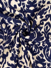 Load image into Gallery viewer, Navy Damask Viscose Crepe - 1/2mtr
