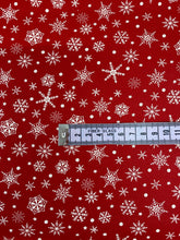 Load image into Gallery viewer, Festive red snowflake cotton fabric - 1/2 mtr