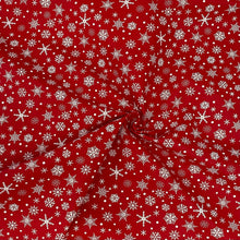 Load image into Gallery viewer, Festive red snowflake cotton fabric - 1/2 mtr