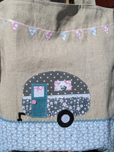 Load image into Gallery viewer, Pastels caravan applique lined tote bag sewing kit