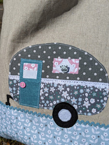 Pastels caravan applique lined tote bag sewing kit