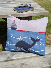 Load image into Gallery viewer, reading cushion with whale design