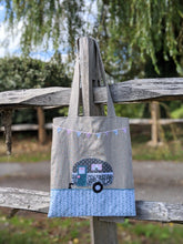 Load image into Gallery viewer, Pastels caravan applique lined tote bag sewing kit