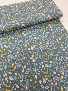 Sage Green Pastel Floral Cotton Fabric - 1/2m