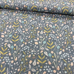 Sage Green Pastel Floral Cotton Fabric - 1/2m
