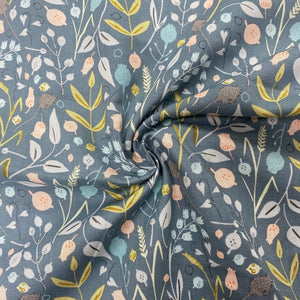 Sage Green Pastel Floral Cotton Fabric - 1/2m