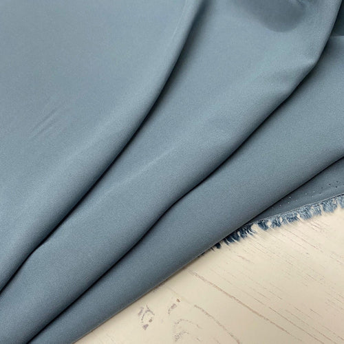 Plain dusky teal blue viscose fabric - 1/2mtr