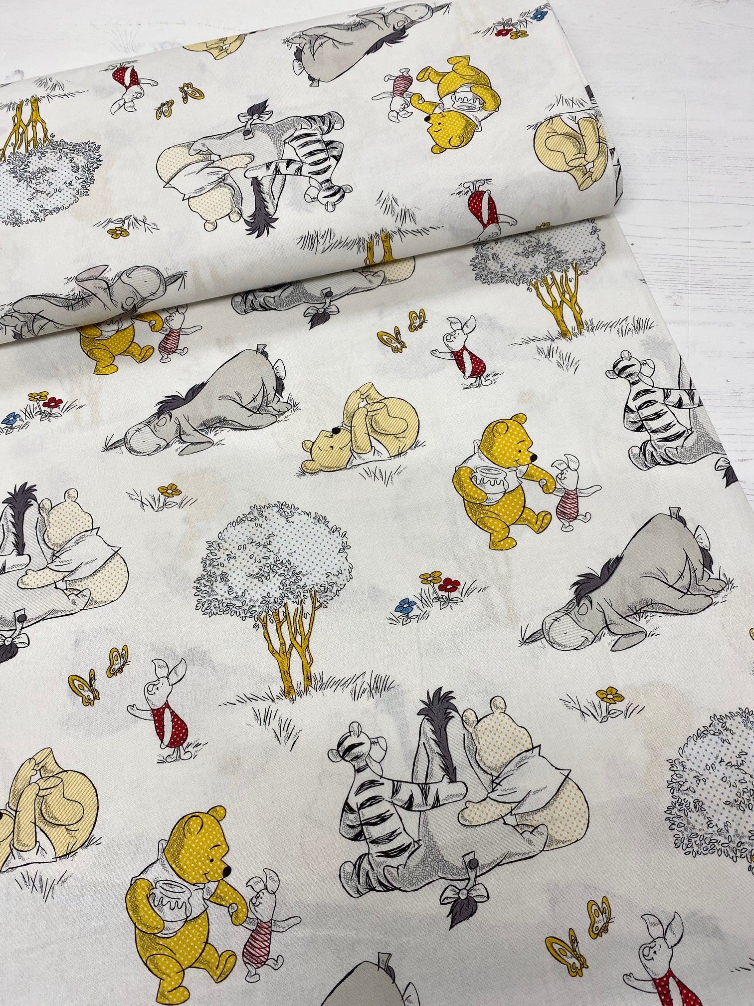 Disney Winnie The Pooh Classic Collection Pooh Chamomile 100% Cotton Fabric  by The Yard 