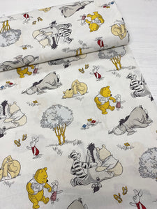 Winnie the Pooh Classic White Cotton Fabric 1/2m