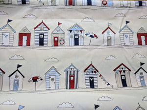 Nautical Beach huts heavyweight cotton - 1/2mtr