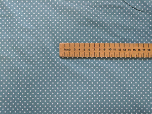 Teal small spot fabric. 100% cotton. 112cm wide