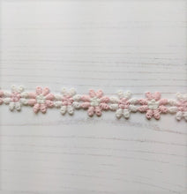 Load image into Gallery viewer, White and Pink Daisy Lace Trim
