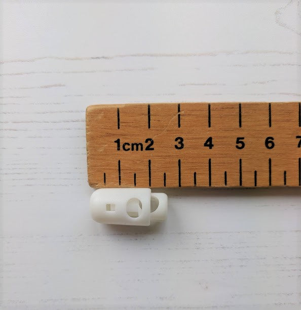 White Cord Lock - oblong - used for Ruby Rucksack