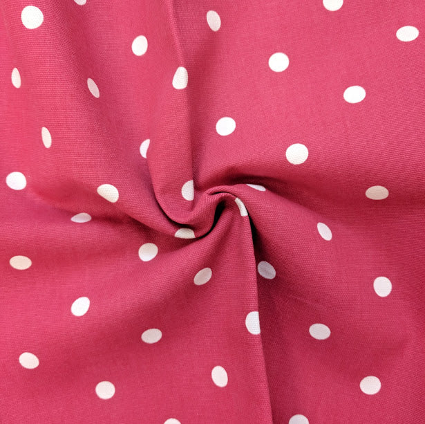 Red and White Spot Heavyweight Fabric - 1/2 mtr