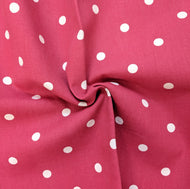 Red and White Spot Heavyweight Fabric - 1/2 mtr