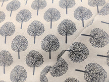 Load image into Gallery viewer, Grey trees on ivory heavyweight cotton fabric