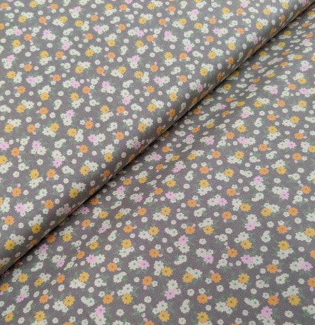 Peachy disty floral sewing fabric. 100% cotton. 112cm wide