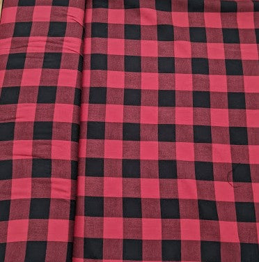 Red and Black Lumberjack Woven Check fabric