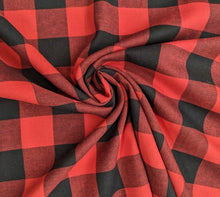 Load image into Gallery viewer, Red and Black Lumberjack Woven Check fabric