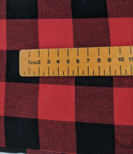 Load image into Gallery viewer, Red and Black Lumberjack Woven Check fabric