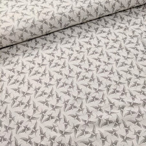 Gorgeous linen look swallow print viscose fabric. 140cm wide.