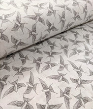 Load image into Gallery viewer, Gorgeous linen look swallow print viscose fabric. 140cm wide.