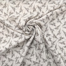Load image into Gallery viewer, Gorgeous linen look swallow print viscose fabric. 140cm wide.