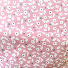 Load image into Gallery viewer, Pretty pink background with white ditsy floral and dot cotton fabric