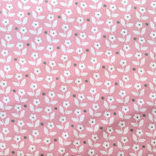 Load image into Gallery viewer, Pretty pink background with white ditsy floral and dot cotton fabric