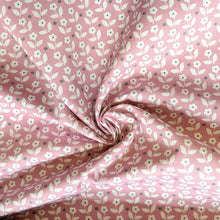 Load image into Gallery viewer, Pretty pink background with white ditsy floral and dot cotton fabric