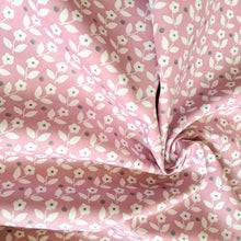 Load image into Gallery viewer, Pretty pink background with white ditsy floral and dot cotton fabric