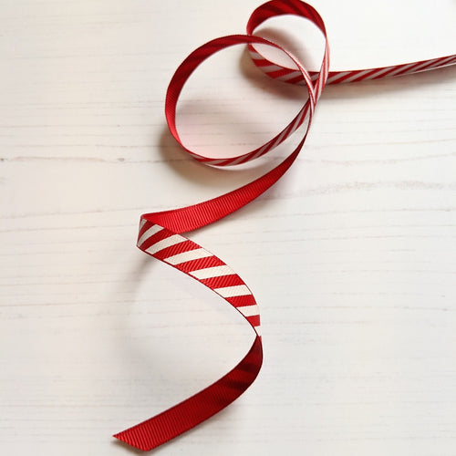Red & white candy cane ribbon - 9mm