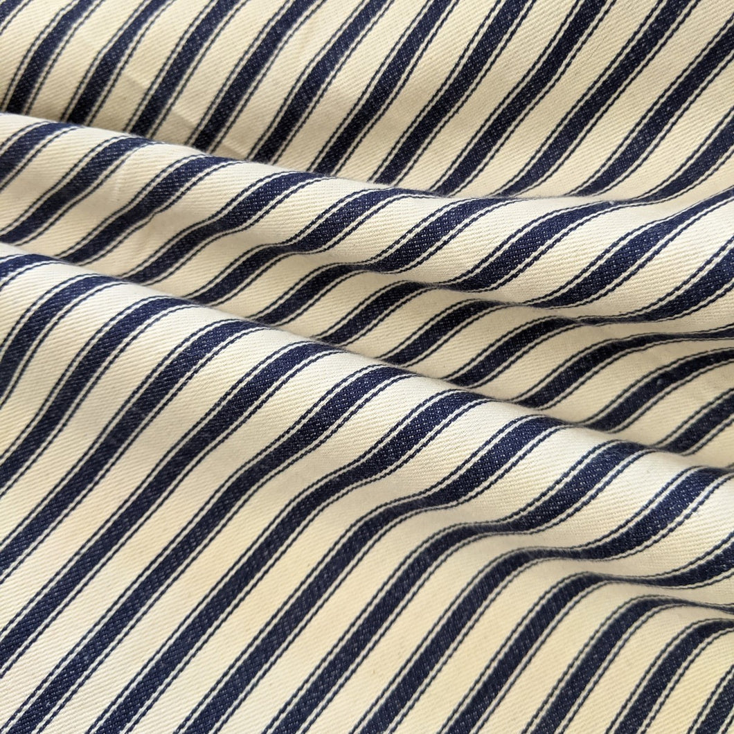 Navy Ticking Woven Fabric x 1/2 metre
