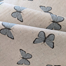 Load image into Gallery viewer, Butterfly print hessian/linen heavyweight fabric - 1/2mtr