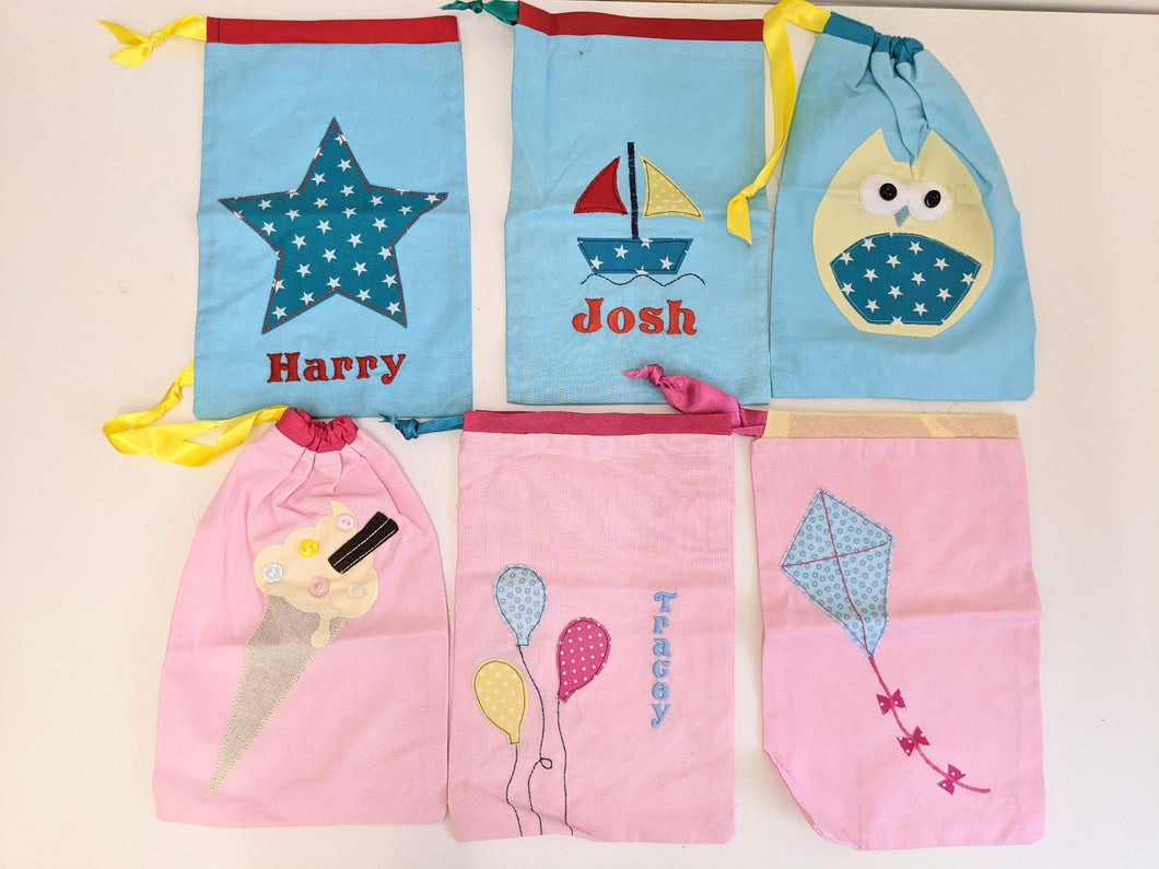 Applique party bags Handmade Sample