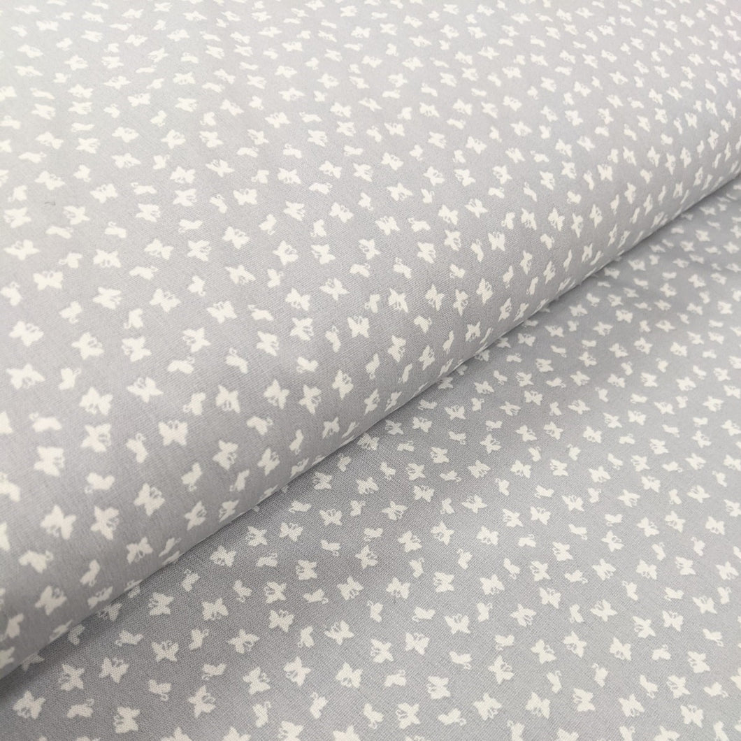 Little butterfly grey cotton fabric (wide) - 1/2 mtr