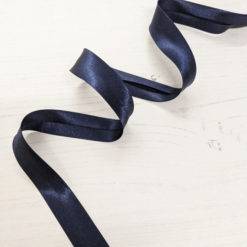 Navy Satin Bias Binding- 15mm