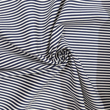Load image into Gallery viewer, Navy and white stripe cotton fabric - 1/2 metre