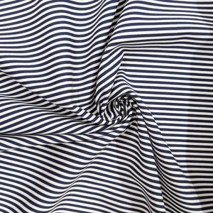 Navy and white stripe cotton fabric - 1/2 metre