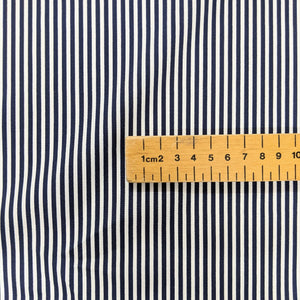 Navy and white stripe cotton fabric - 1/2 metre