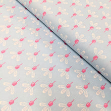 Load image into Gallery viewer, Blue and pink flowers cotton fabric (wide) - 1/2 mtr
