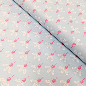 Blue and pink flowers cotton fabric (wide) - 1/2 mtr