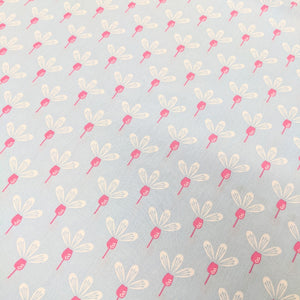 Blue and pink flowers cotton fabric (wide) - 1/2 mtr