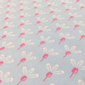 Blue and pink flowers cotton fabric (wide) - 1/2 mtr