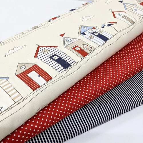 Nautical Beach huts heavyweight cotton - 1/2mtr