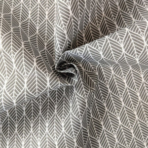 Grey Geometric Leaf Heavyweight Fabric x 1/2 metre