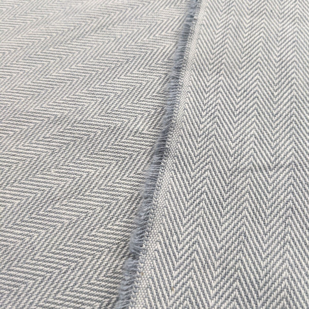 Herringbone Woven Heavyweight Fabric x 1/2 metre - Blue/grey